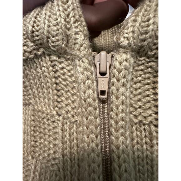 Vintage Unisex Tan Chunky Cable Knit Zip Sweater Jacket Acrylic Medium - Picture 11 of 11
